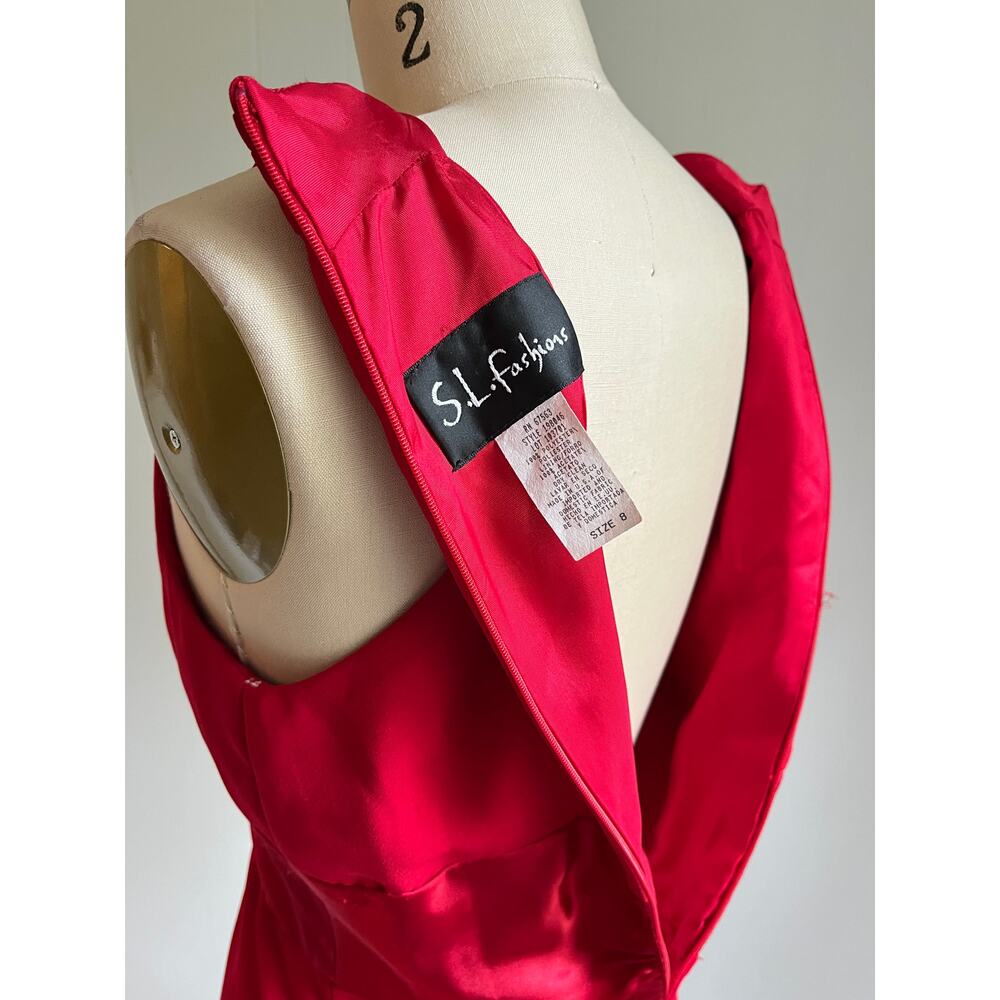 Vintage Y2K Red‎ Empire Waist Cocktail Dress 8 Vamp Vixen Whimsigoth Babydoll - Picture 7 of 13